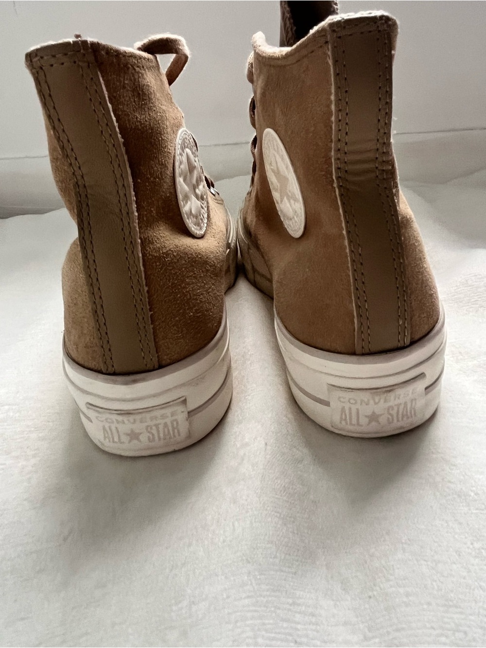 Converse All Star Chuck Taylor Lift Platform high top Suede beige sneakers 10 - Picture 4 of 6
